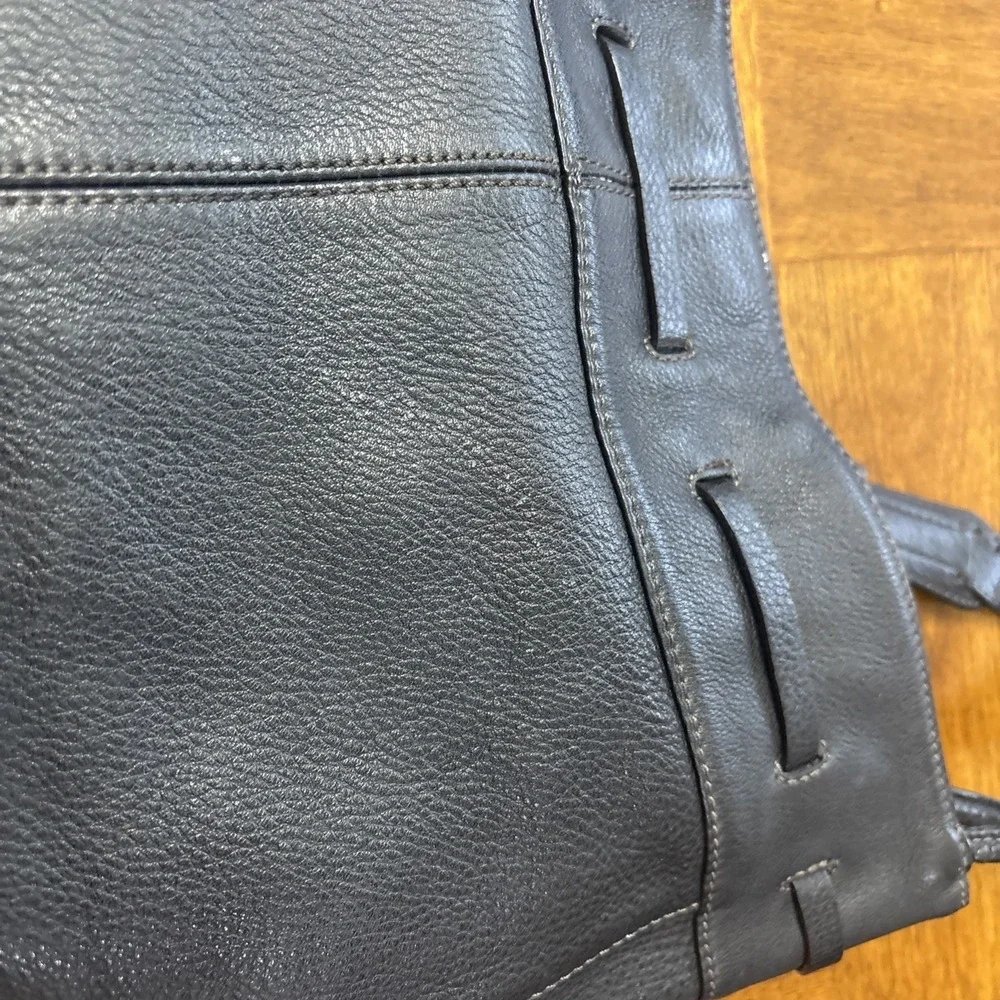 JJill Black Leather Shoulder Bag Purse Handbag Magnet Closure - Picture 7 of 13